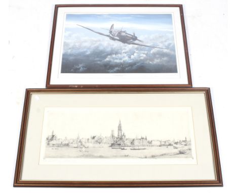 Two 20th century signed limited edition prints. Comprising Romain Malfliet (Belgian 1910-2006) etching, 'Rede van Antwerpen',