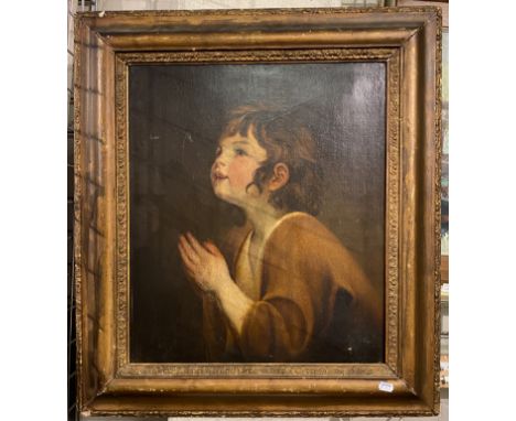18THC OIL ON CANVAS - PORTRAIT OF A YOUNG GIRL - 701CM X 66CM