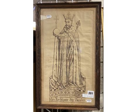 RICHARD 11 PRINT PUBLISHED 1793 1/3 OF ORIGINAL SIZE 26CM X 46CM - FRAMED 31CM X 51CM