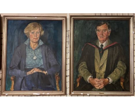 DICK GOULD A PORTRAIT - HE WAS AN EXPONET OF SIGN LANGUAGE - THE PICTURE IS ACCOMPANIED BY A PORTRAIT OF HIS WIFE - BOTH OIL 