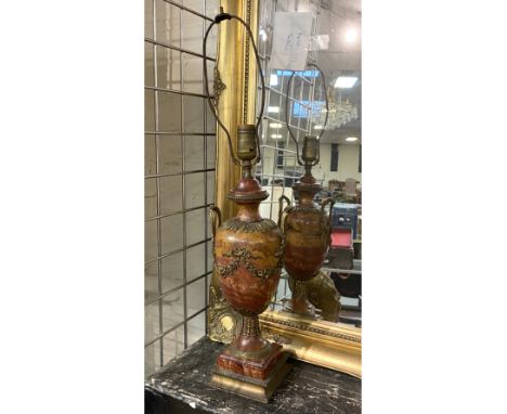 RED MARBLE &amp; BRONZE URN LAMP 63CMS (H) APPROX 