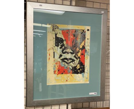 LARGE FRAMED &amp; SIGNED LTD EDITION SHEPARD FAIREY ANDRE THE GIANT OBEY PRINT 55CMS (H) X 41CMS (W) APPROX PIC ONLY