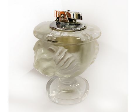 LALIQUE PARIS TETE DE LION TABLE LIGHTER - NEEDS NEW FLINTY