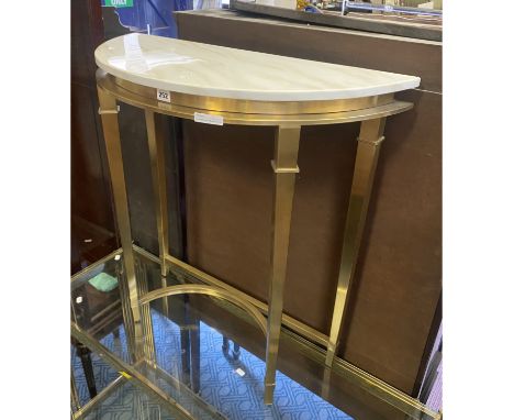 HALF MOON GILT MARBLE DECORETI CONSOLE TABLE