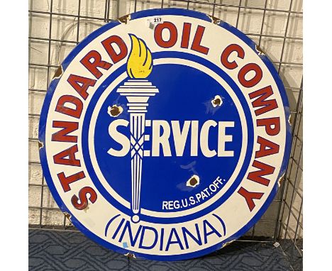 LARGE DOUBLE SIDED ENAMEL SIGN 76CMS (H) X 7CMS (W) APPROX