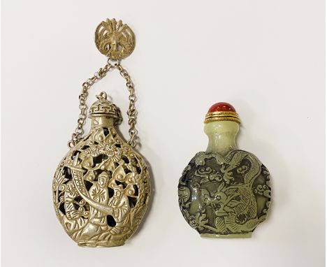 CHINESE SNUFF BOTTLE &amp; METAL FLASK