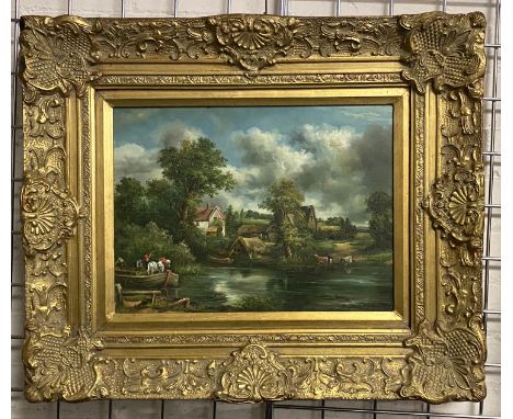 GILT FRAMED OIL ON CANVAS - COPY OF JOHN CONSTABLE 52CM X 65CM