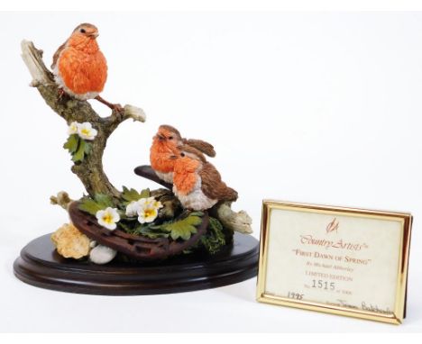 A limited edition Country Artists figure group First Dawn of Spring, no.1515 of 5000, CAG600, 20cm H, with plaque. 