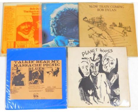 Various records, Bob Dylan, The Hurricane Car To Benefit, Greatest Hits, Slow Train Coming, Talkin' Bear Mt. Massacre Picnic 