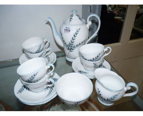 A Royal Standard 'Olivia' six place setting Coffee set including cups, saucers, milk jug, sugar bowl and coffee pot.