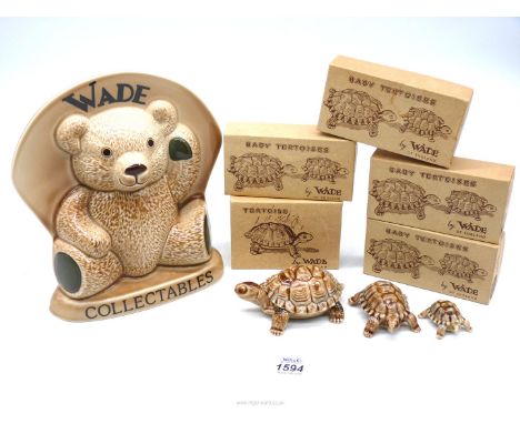 Five boxed Wade Tortoises and a Wade Teddy flatback for the Swap Meet 1998.