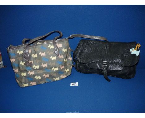 A small black Radley Handbag with tag, and a small Radley Handbag with Radley dog decoration with tag.