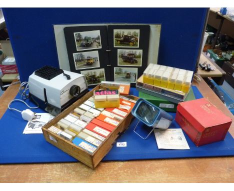 A quantity of 1960's - 1980's holiday slides to include: Scotland, Cambridge, etc. a boxed Trident slide viewer, a Gnome Clas