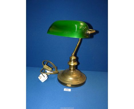 A Banker's desk Lamp with green shade.