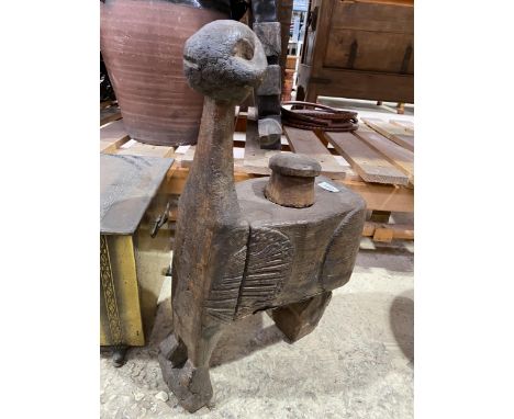 A VINTAGE INDIAN HARDWOOD BIRD FIGURE 