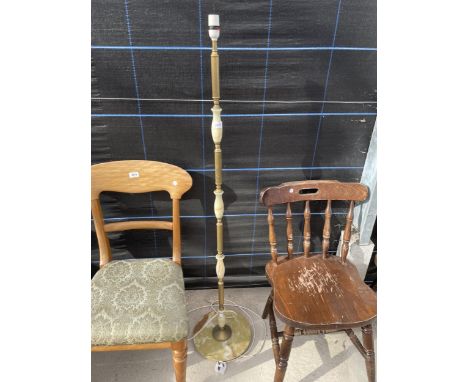 AN ONYX AND BRASS STANDARD LAMP 