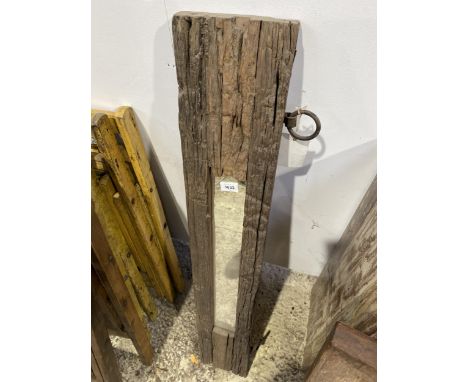A VINTAGE HARDWOOD MIRRORED HANGING 