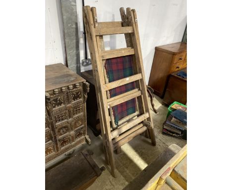 TWO VINTAGE WOODEN FOLDING STANDS 