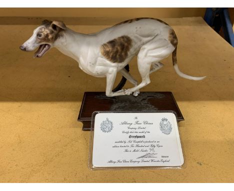 AN ALBANY FINE CHINA MODEL OF A GREYHOUND BY NEIL CAMPBELL, LILMITED EDITION 98/250 WITH CERTIFICATE OF AUTHENTICATION HEIGHT