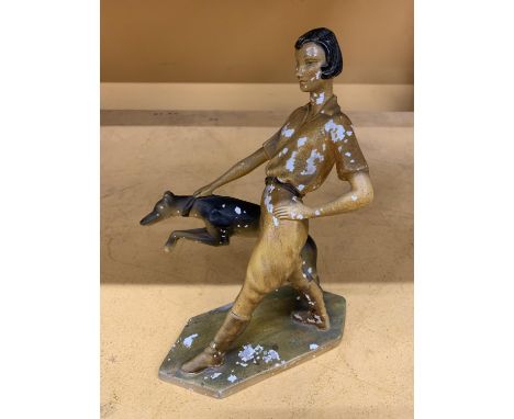 A VINTAGE WADE SUNSHINE GIRLS 'CHRISTINA' MODEL OF A GIRL WITH A GREYHOUND HEIGHT 28CM 
