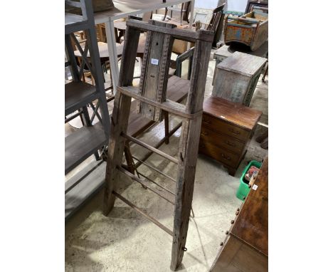 A VINTAGE INDIAN HARDWOOD LADDER 