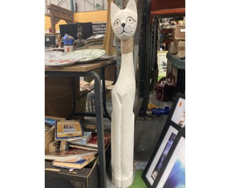A TALL MODEL OF A WHITE CAT HEIGHT 98CM 