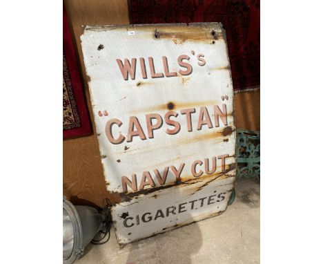AN ORIGINAL "WILL'S CAPSTAN NAVY CUT CIGARETTES" ENAMEL SIGN (H-153CM,W-91CM) 