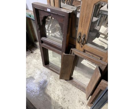 TWO VINTAGE INDIAN HARDWOOD MIRRORS TO INCLUDE EXAMPLE WITH TWIN DOORS 