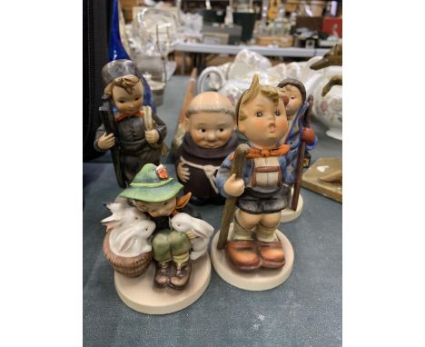 FIVE GOEBEL HUMMEL FIGURES TO INCLUDE 'PLAYMATES' AND 'LITTLE HELPER' 