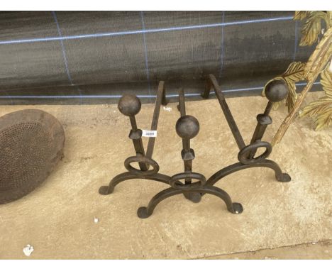THREE VINTAGE METAL FIRE DOGS 