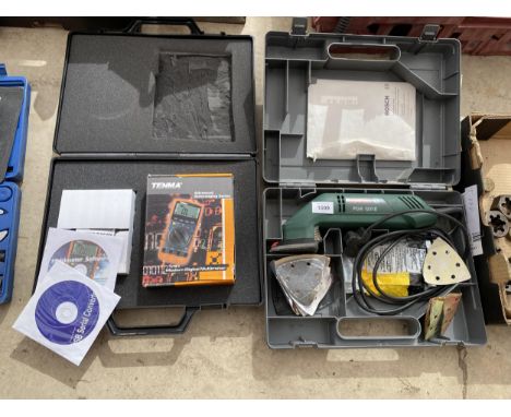 A BOSCH ELECTRIC DETAIL SANDER AND A DIGITAL MULTIMETER 