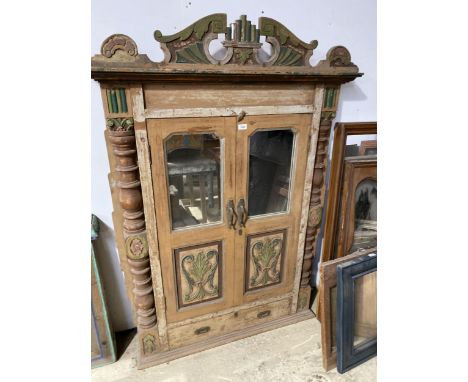 A VINTAGE INDIAN HARDWOOD TWIN DOOR WINDOW FRAME 