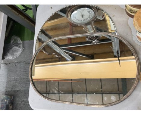 TWO VINTAGE MIRRORS, ONE OVAL AND ONE ROUND 