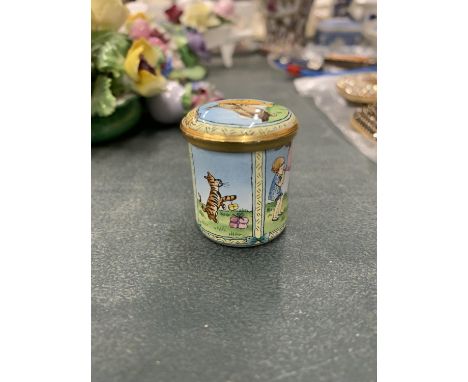 A HALYCON DAYS WINNIE-THE-POOH ENAMEL LIDDED TRINKET POT 