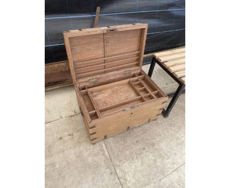 A VINTAGE INDIAN HARDWOOD STORAGE CHEST 