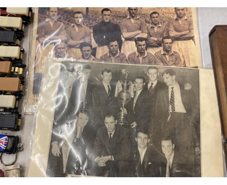 TWO VINTAGE MANCHESTER UNITED PRINTS, ONE OF THE BUSBY BABES, THE OTHER THE 1948 VICTORIOUS F A CUP TEAM 