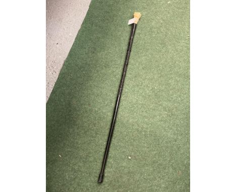AN IRISH BOG OAK CARVED WALKING STICK WITH UNUSUAL SNAKE DESIGN 