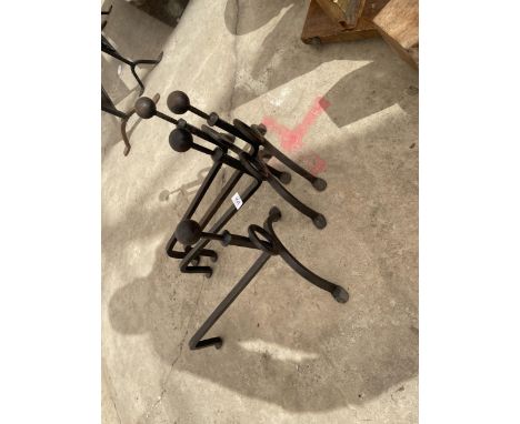 TWO PAIRS OF VINTAGE METAL FIRE DOGS 