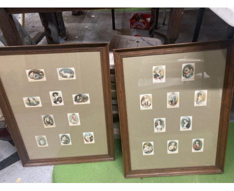 TWO VINTAGE WOODEN FRAMED AND MOUNTED SILKS 