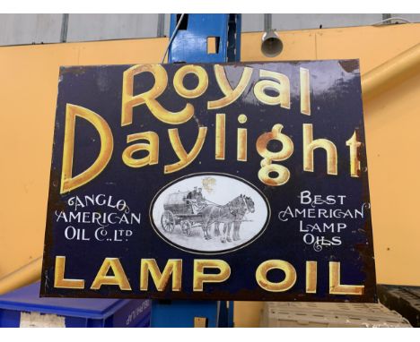 A METAL 'ROYAL DAYLIGHT' LAMP OIL SIGN 30CM X 40CM 