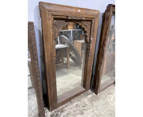 A VINTAGE INDIAN HARDWOOD MIRROR 