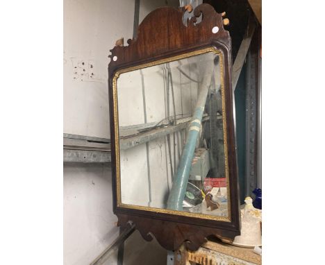 A VINTAGE MAHOGANY FRAMED MIRROR - A/F 