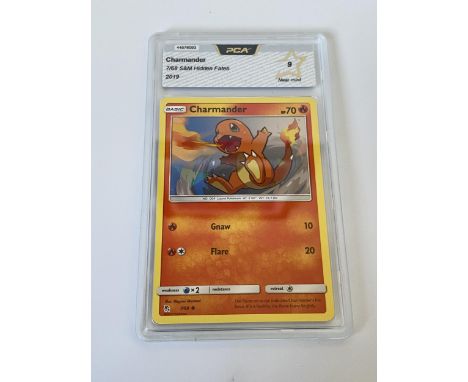 A GRADED POKEMON CARD -CHARMANDER 7/68 S&amp;M HIDDEN FATES - PCA GRADE - 9 