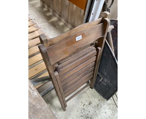 TWO VINTAGE WOODEN FOLDING GARDEN CHAIRS 