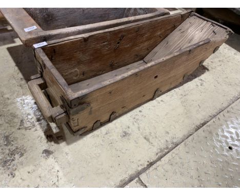 A VINTAGE INDIAN HARDWOOD PLANTER WITH HANDLE, 33" 