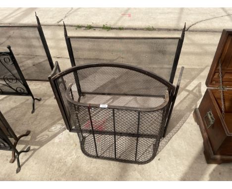 TWO VINTAGE METAL FIRESCREENS 
