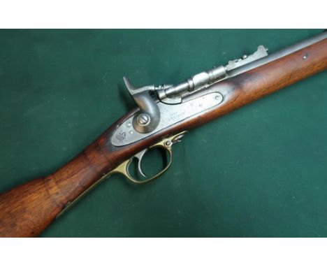 Enfield Snider action three band rifle with 36 inch barrel with fixed foresights and adjustable rear ladder sight, with vario