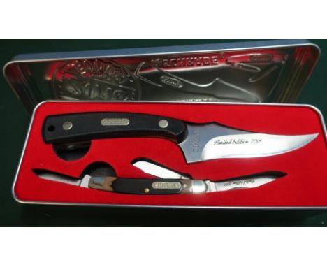 Boxed limited edition Old Timer two piece knife set with pouch 