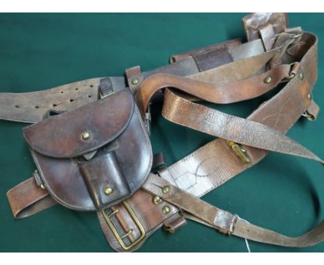 British officers Same Browne complete with marching pockets compass pouch, additional belt pouch and sword frog 