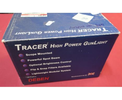 Boxed as new ex shop stock Tracer Mini Pro 4 amp lithium battery gun lamp kit with mains charger, car charger and accessories